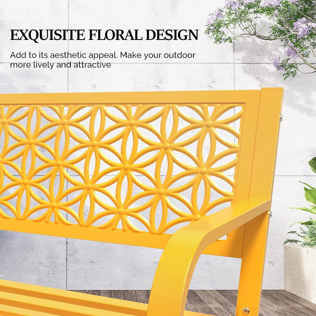 Yellow Metal Outdoor Bench X33165