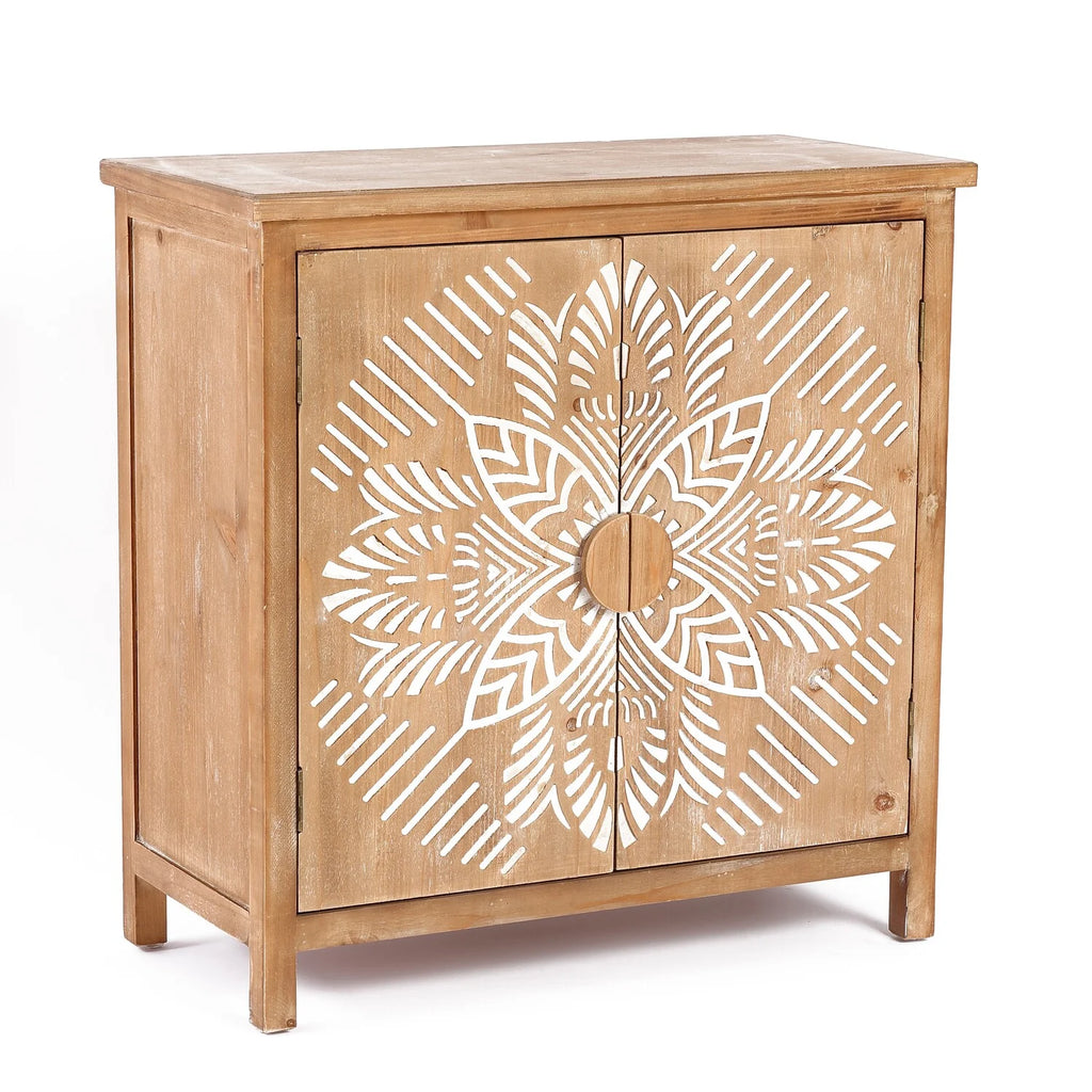 Natural Wood 2-Door Storage Cabinet Y78471
