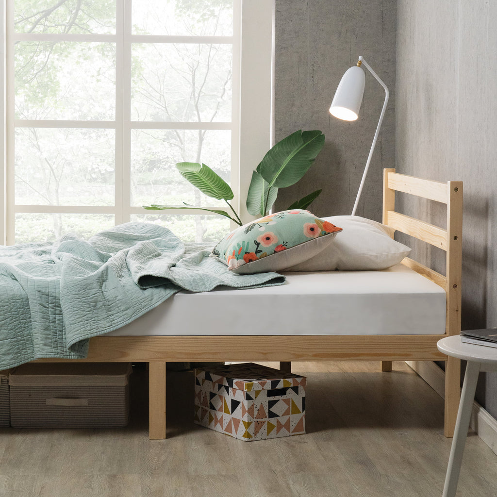 King Wood Platform Bed Frame with Headboard Z5160