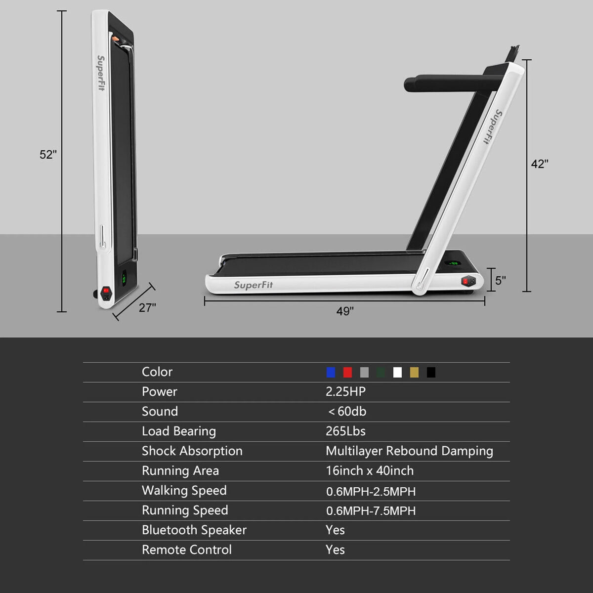 Folding Motorized Electric Treadmill H2514