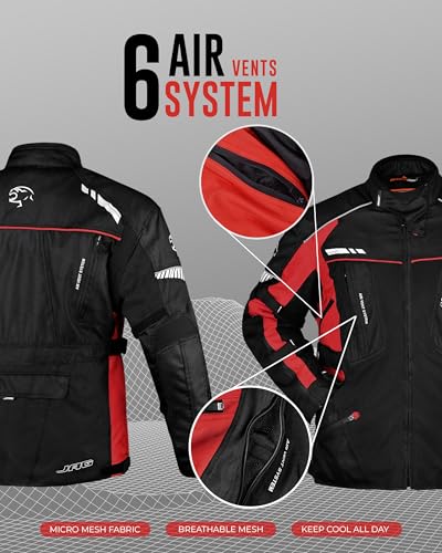 Water Resistant Motorcycle Jacket with Cordura Fabric & CE Armor U956