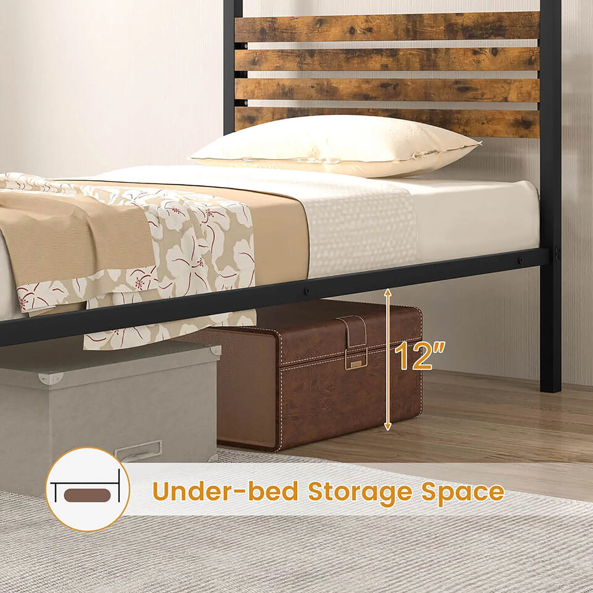 Queen Size 4-Post Canopy Metal Bed Frame Y87083