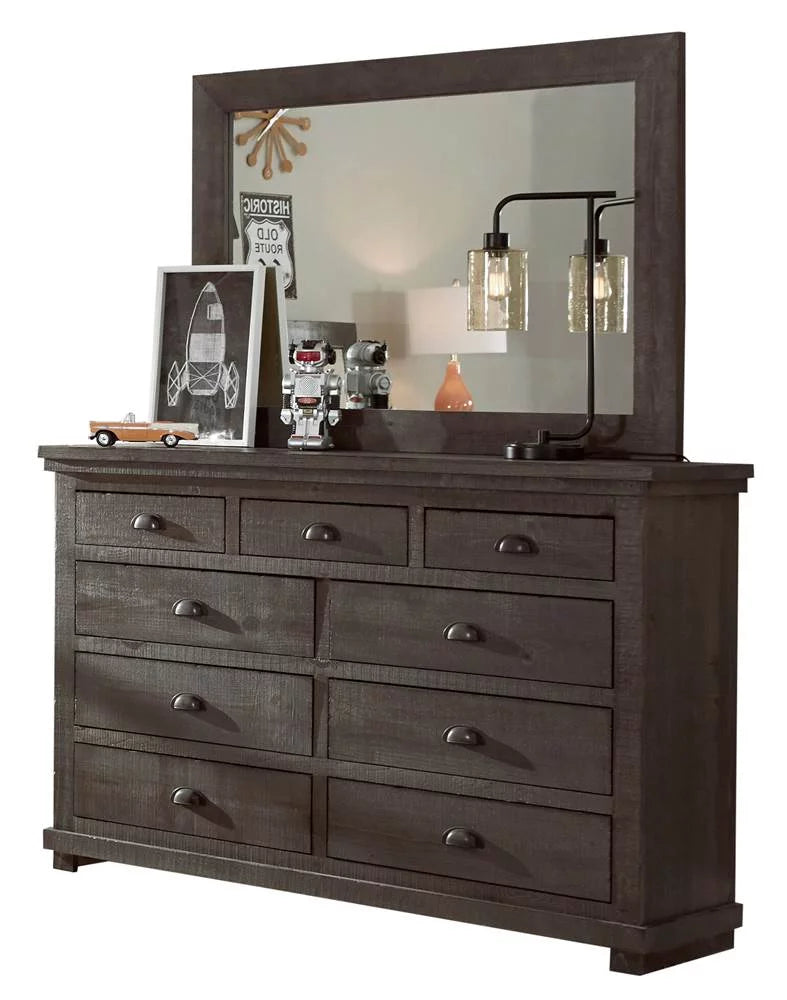 Dark Grey Drawer Dresser & Mirror Q84591