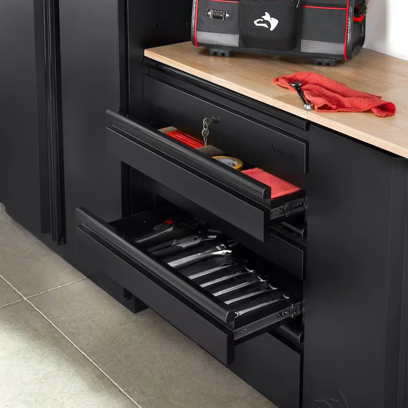 7-Piece Heavy Duty Welded Steel Garage Storage System in Black I53687