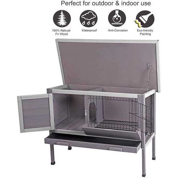 Outdoor Rabbit Hutch with Metal Wire Pan U32995