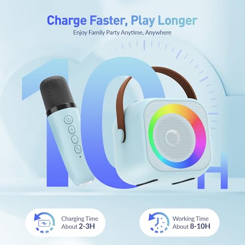 Portable Bluetooth Karaoke Speaker with 2 Wireless Microphones and Party Lights S90280