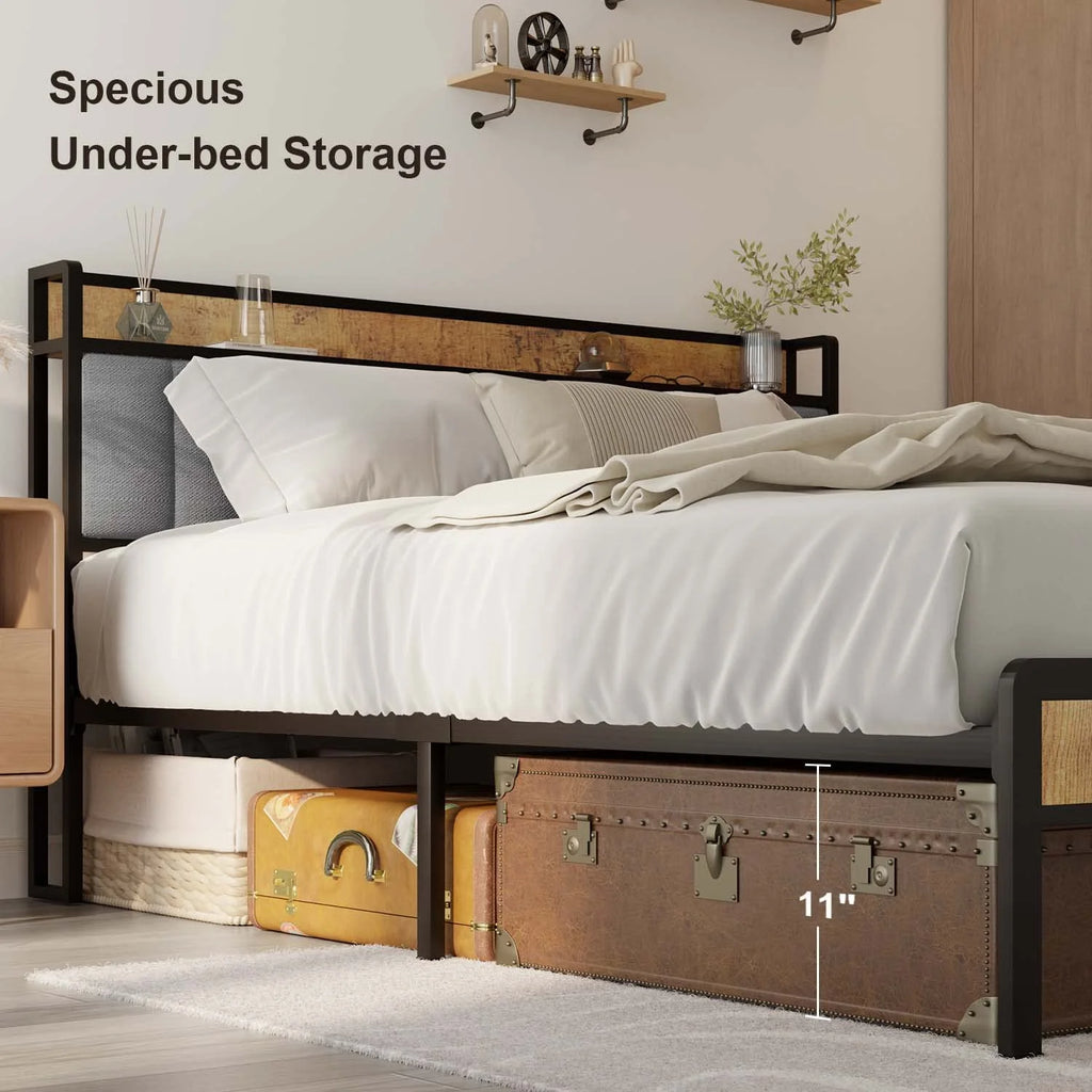 Full Size Storage Headboard Bed Frame D96644
