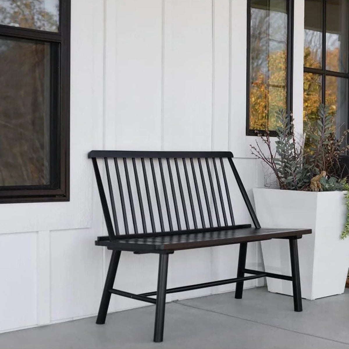 Black Hardwood Farmhouse Bench M4242