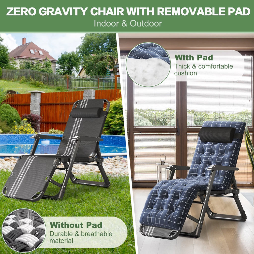 Zero Gravity Outdoor Folding Lounge Chair with Pillow K28124
