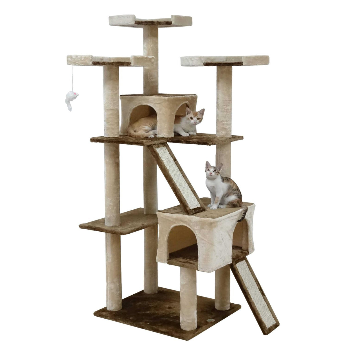 71 in. Cat Tree House with Sisal Scratching Board C529