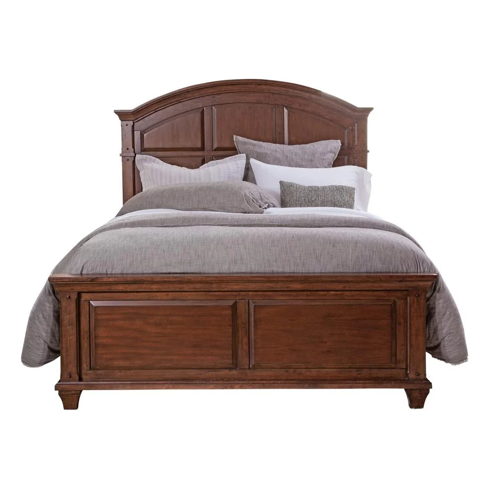Cherry Finished Wood Queen Panel Bed N454
