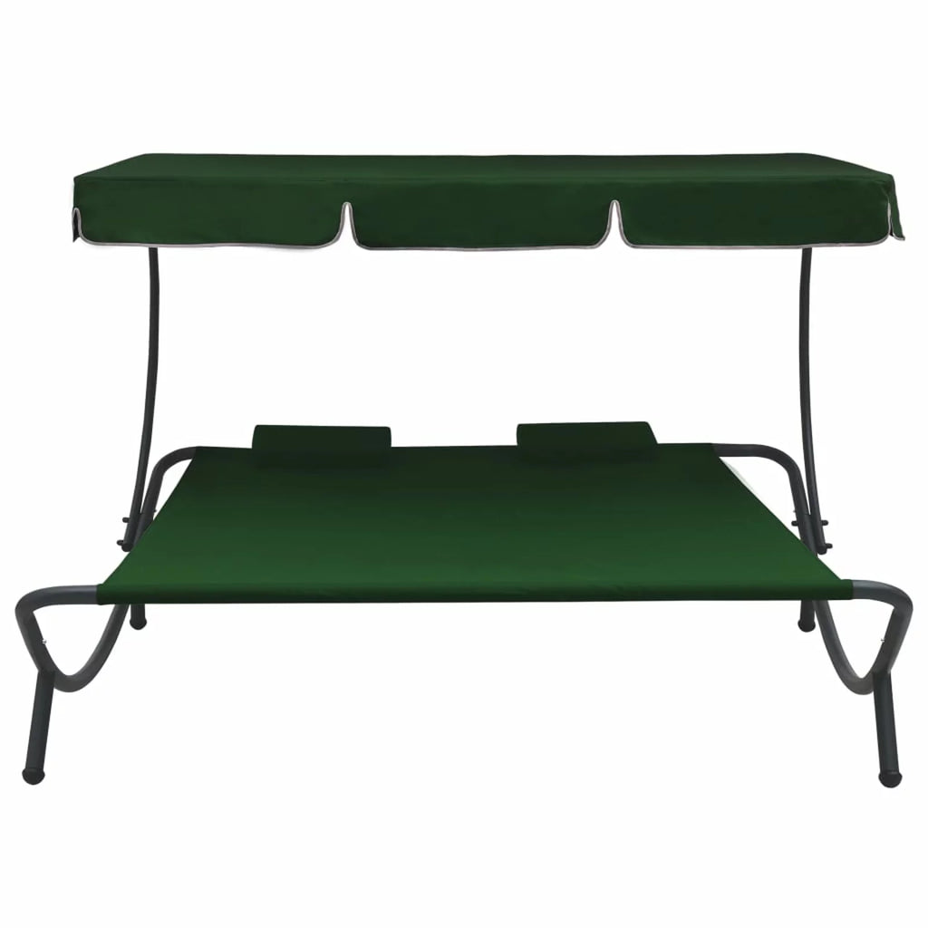 Outdoor Bed with Canopy and Pillows Green O452133