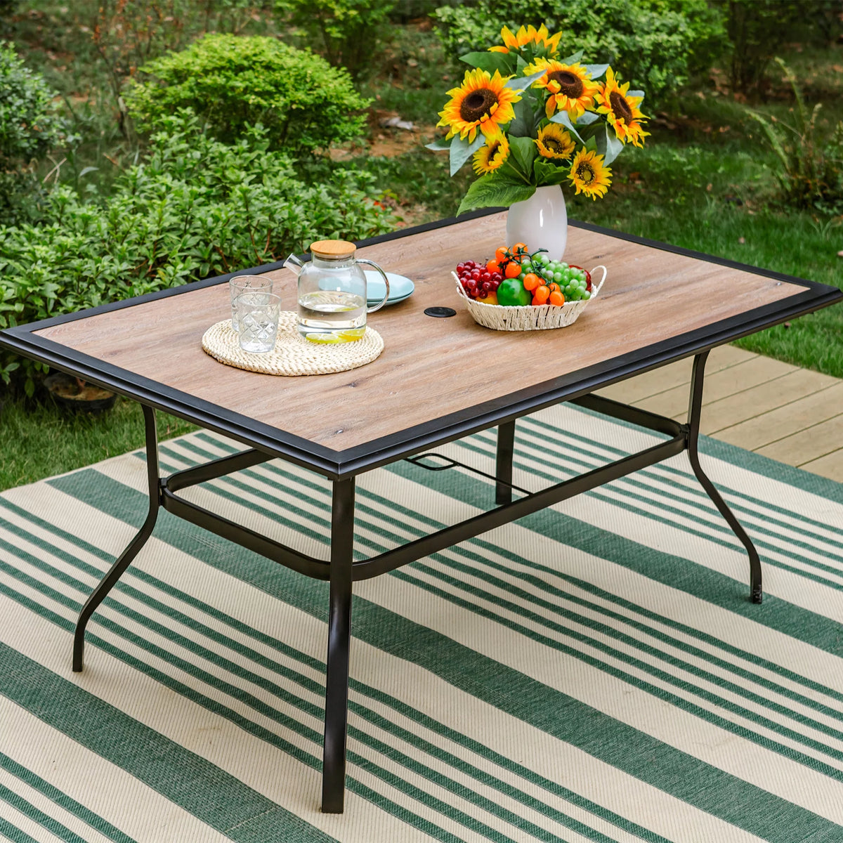 7 Pieces Outdoor Patio Dining Set with 6 Textilene Chairs and Metal Table V20465