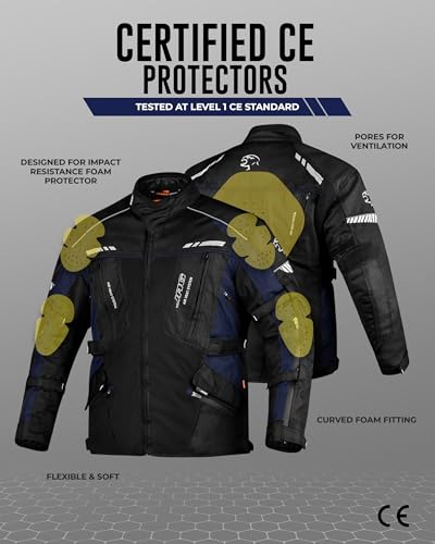 Water Resistant Motorcycle Jacket with Cordura Fabric & CE Armor U956