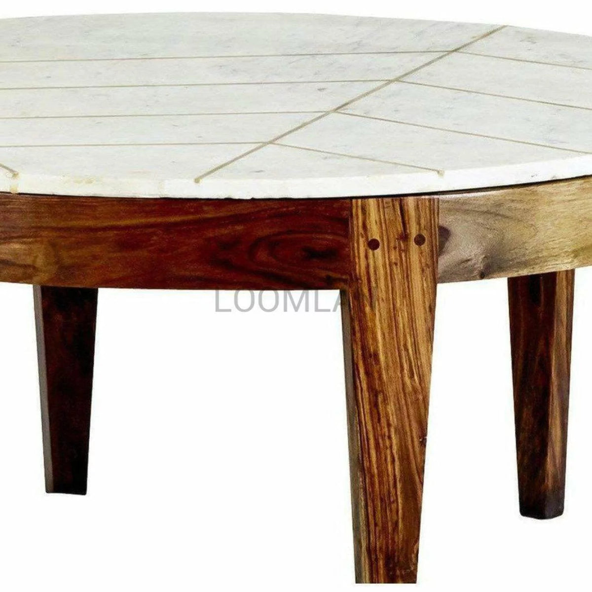 Round White Marble Top Gold Base End Side Table G266