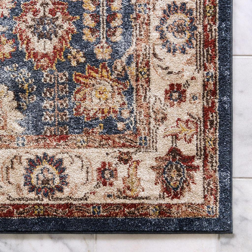 Light Blue Burgundy 4' 1" x 6' 1" Floral Rug N26129