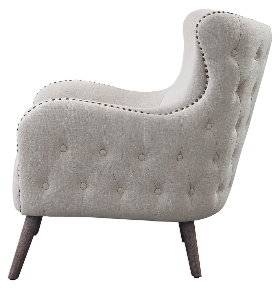Off White Linen Wingback Chair X802