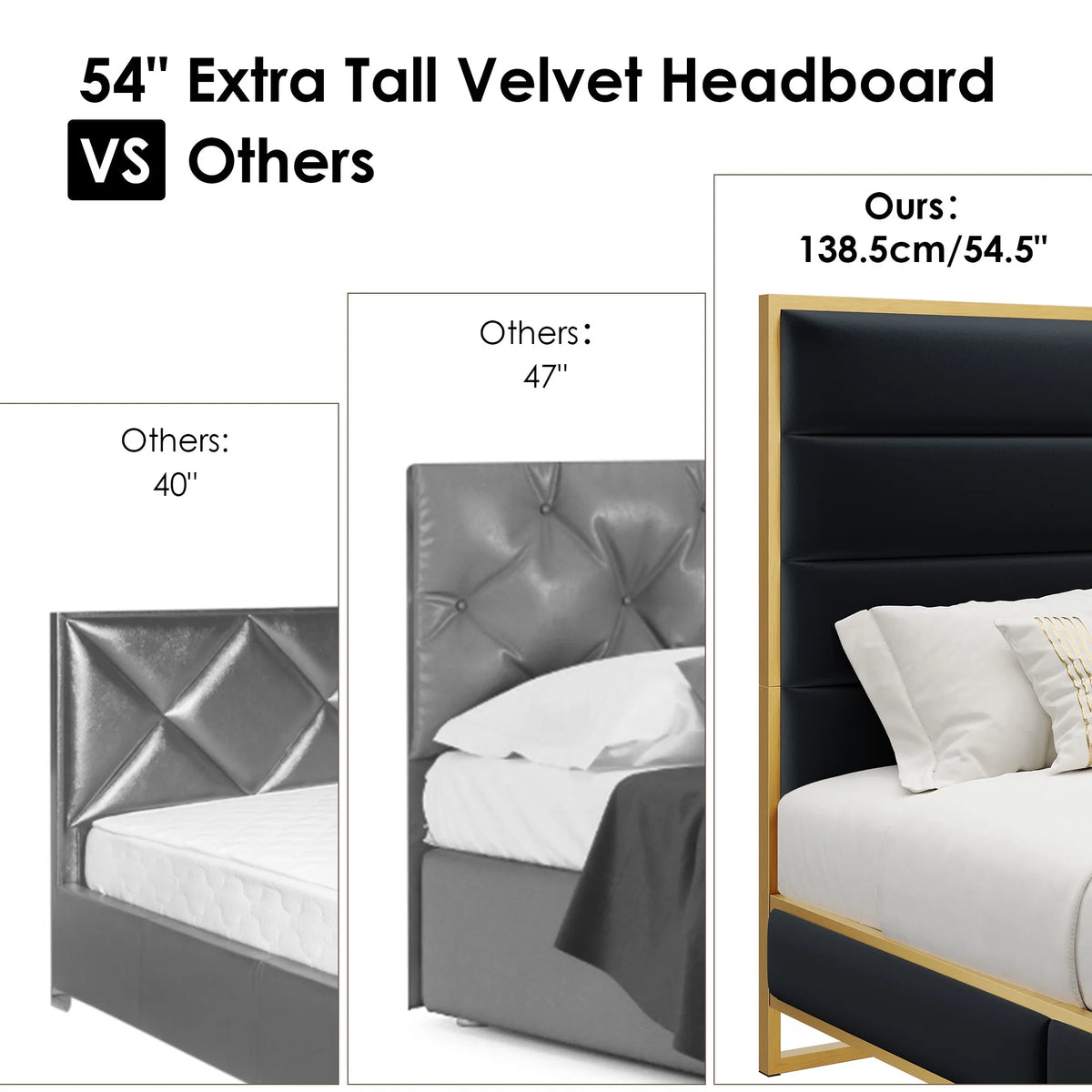 Queen Size Black Velvet Upholstered Platform Bed S64284