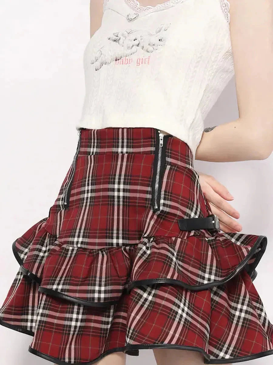 Red Checkerboard Skirt Q36146