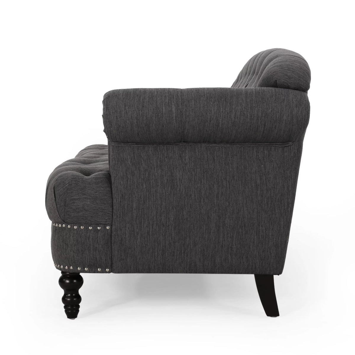 Charcoal Tufted 3 Seater Fabric Sofa H89805