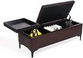 Blue Ottoman Bench with Lift Tabletop J306786