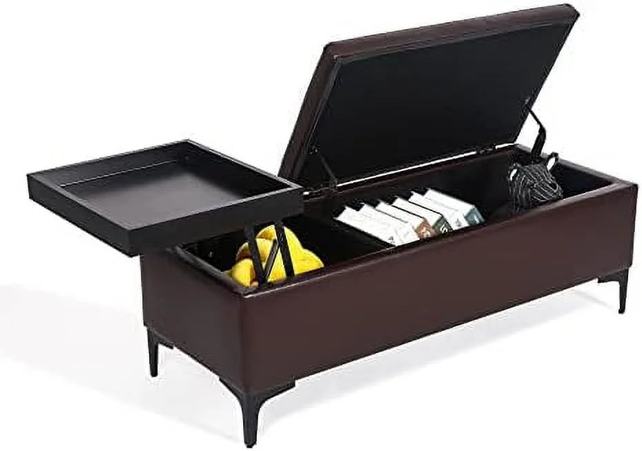 Blue Ottoman Bench with Lift Tabletop J306786