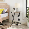 2-Piece Folding TV Tray Table Portable Sofa Side Table Rustic Brown and Black S133