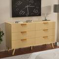 6 Drawer Natural Wood Flute Dresser Y492
