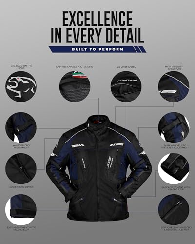 Water Resistant Motorcycle Jacket with Cordura Fabric & CE Armor U956