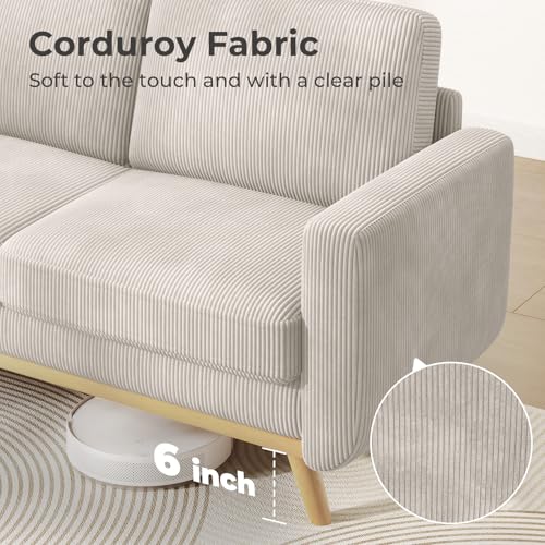 Light Grey Corduroy Loveseat Sofa Q31785