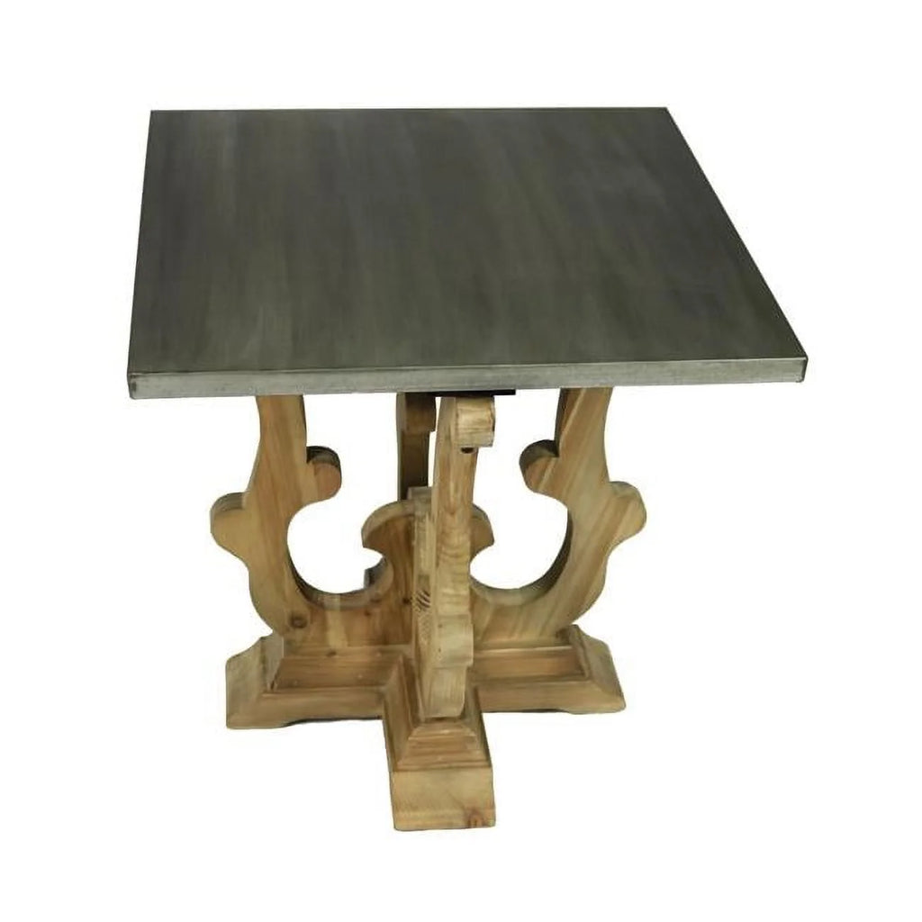 Solid Wood End Table with Zinc Top V405542