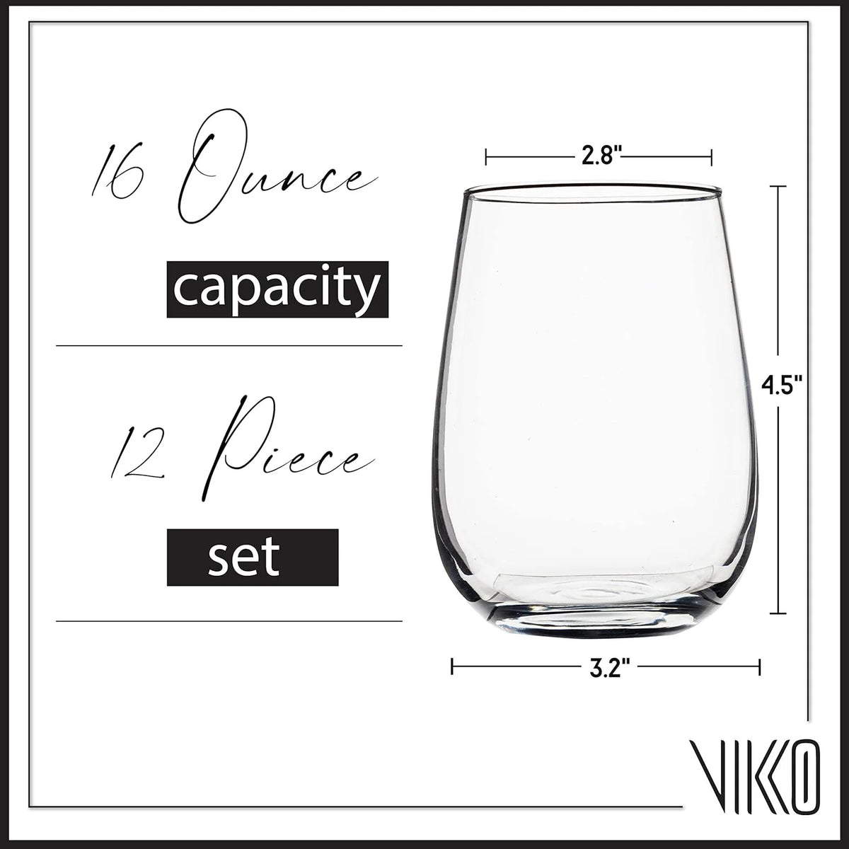 16 Ounce Wine Glasses Set Of 12 G7777