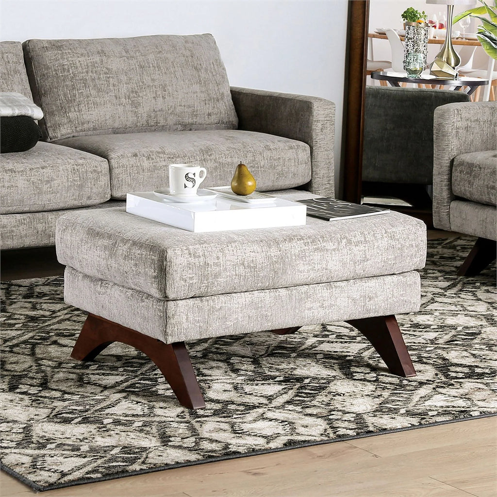 Gray Wooden Feet Ottoman X43290