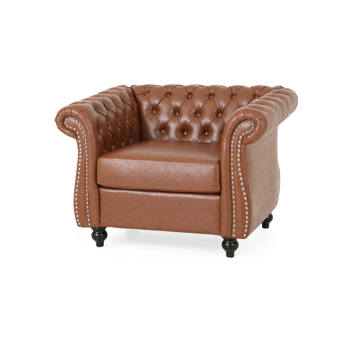 Cognac Brown and Dark Brown Chesterfield Club Chair F266