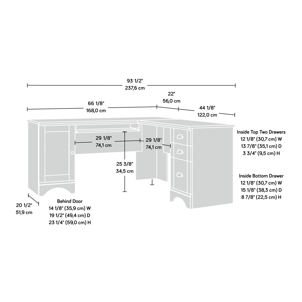 L Shaped Computer Desk with Storage P3074
