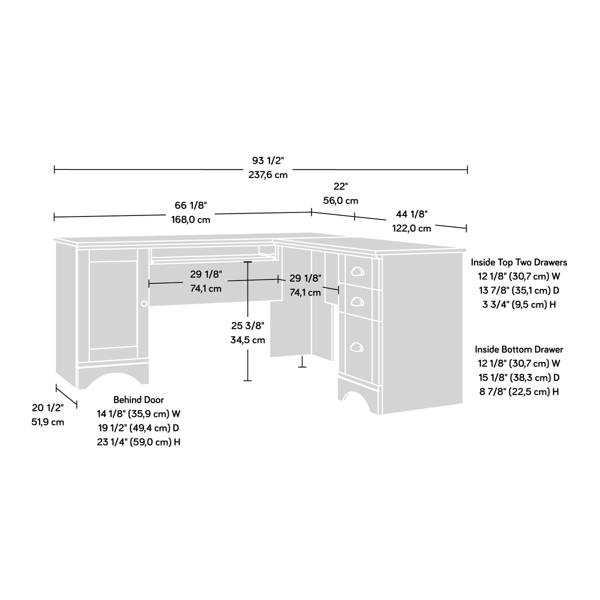 L Shaped Computer Desk with Storage P3074