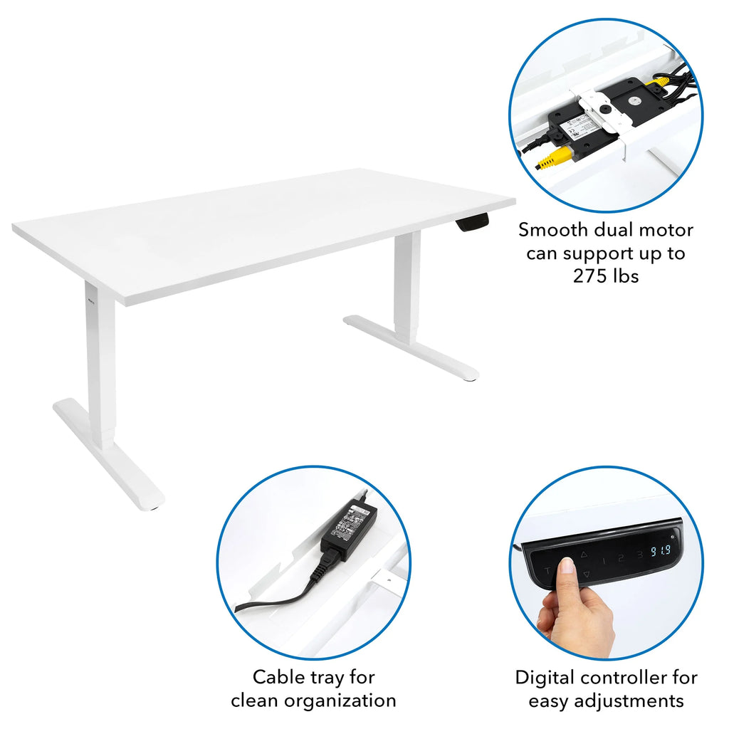 Electric Standing Desk Frame with 55" Desktop, White L4718