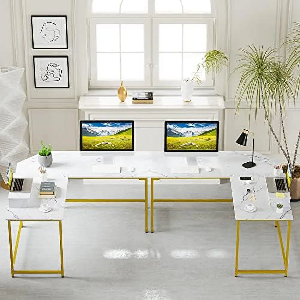 59" L Shaped Corner Computer Desk with Monitor Stand Y384432