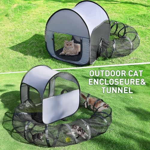 Foldable Outdoor Cat Enclosure with Tunnel G35465