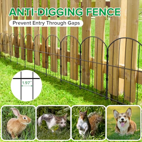 Black 10 Panel Rustproof Metal Decorative Garden Fence H381501
