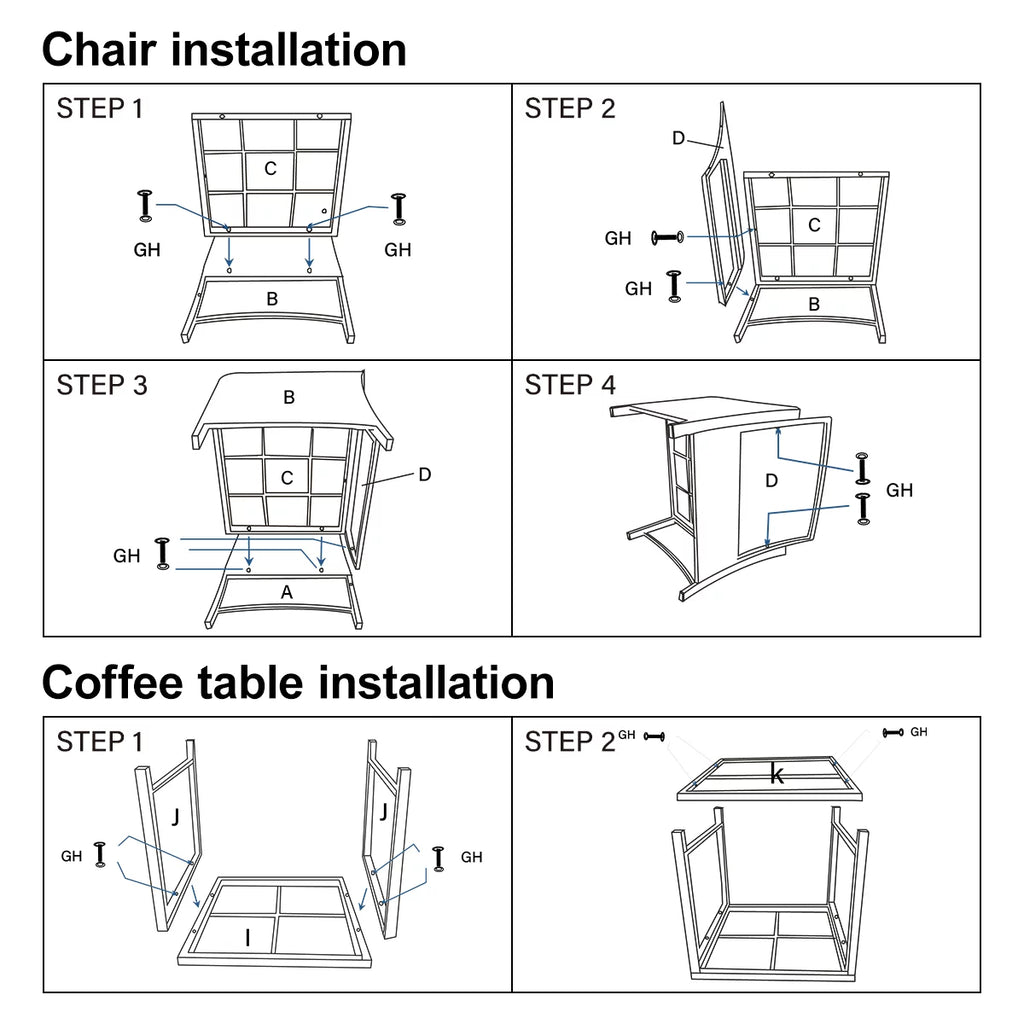 5 Pieces Wicker Patio Furniture Set with Ottomans K73041
