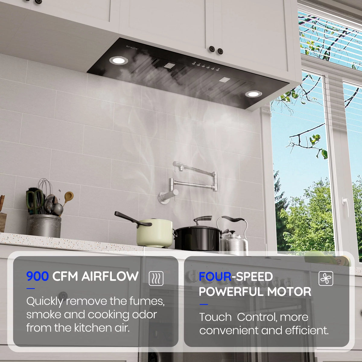 Black Stainless Steel 36 Inches Convertible Insert Range Hood S626