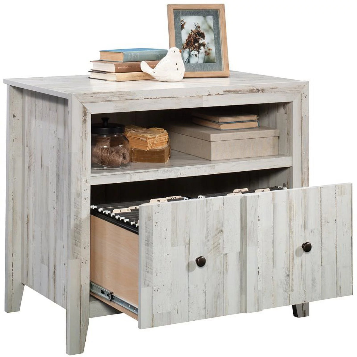 White Engineered Wood Lateral File Cabinet U107