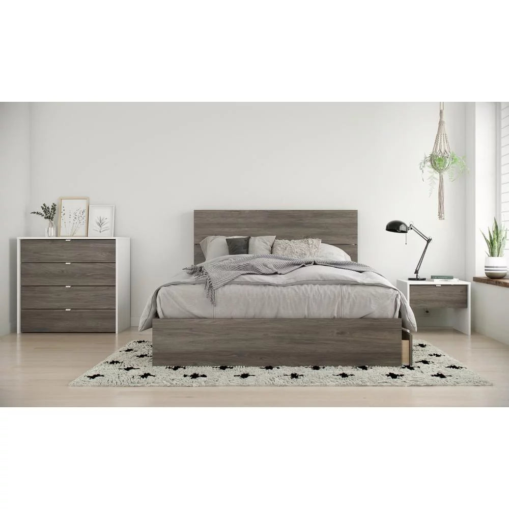 Bark Grey and White 4 Piece Full Size Bedroom Set X5794