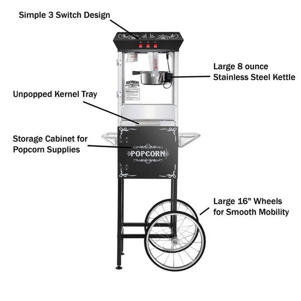 8 oz Popcorn Machine with Cart F3919