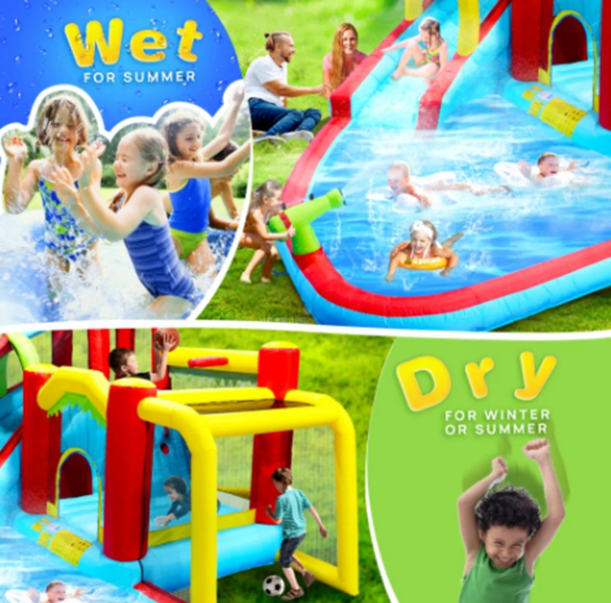 7 in1 Inflatable Water Slide Bouncing House with Splash Pool K774311