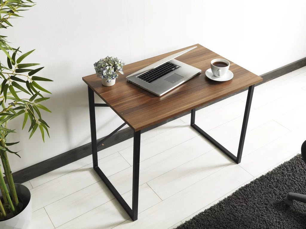 Black Metal Frame 35" Wooden Top Writing and Computer Desk B31823