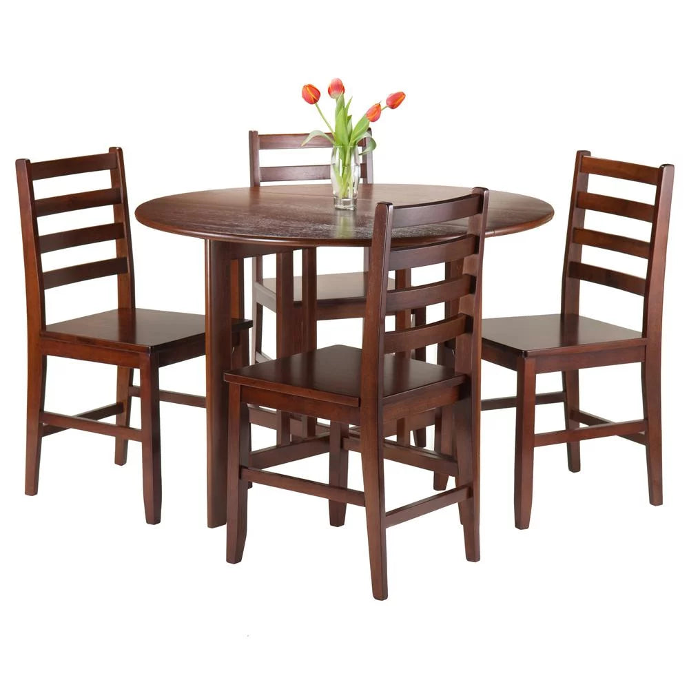 5 Pc Walnut Drop Leaf Dining Set C195