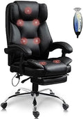 Black PU Leather Reclining Office Chair with Footrest U1002