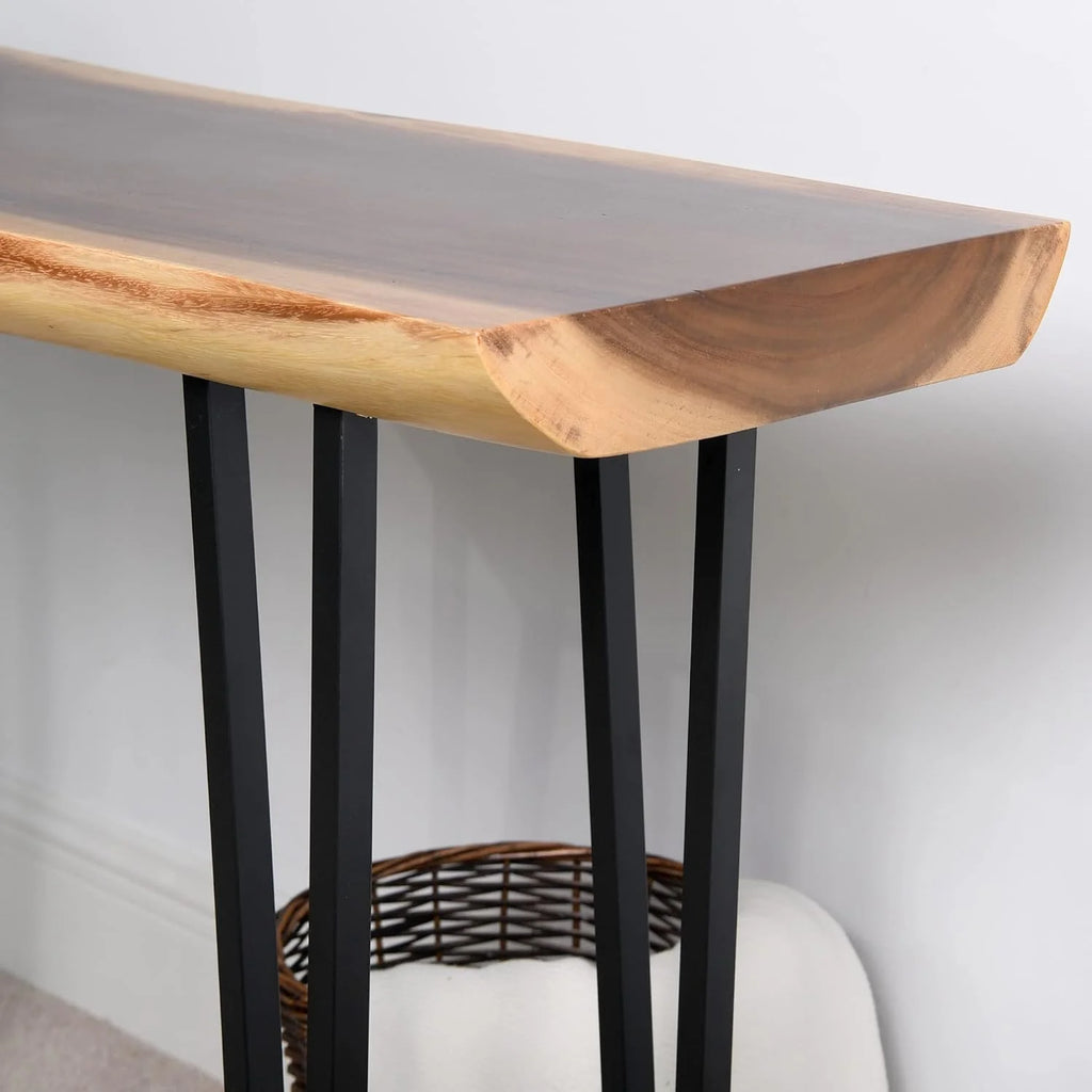 Solid Wood Console Table with Metal Legs F6583
